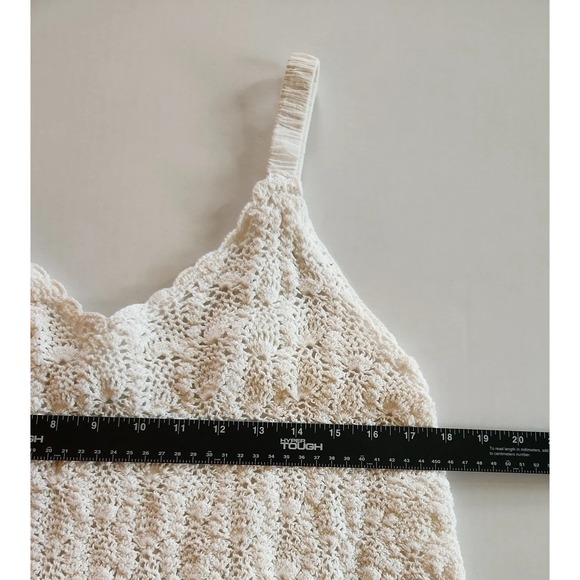 Ulla Popken Midi Sun Dress Sz 16/18 Crochet Smocking White Cotton Cottage Casual - Picture 6 of 10